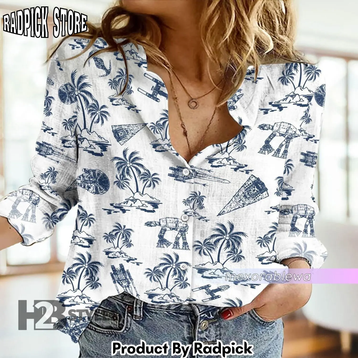 Radpick summer aloha star wars movie tropical baby yoda darth vader mandalorian pattern linen casual shirt rp662130
